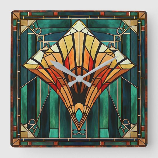 Art Deco Wall Clock Quadratische Wanduhr (Vorderseite)