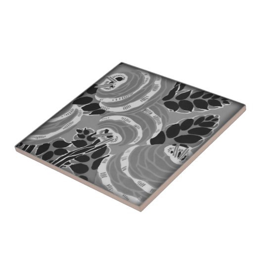 Art Deco Wallflowers - Grau + Schwarz Fliese (Seite)