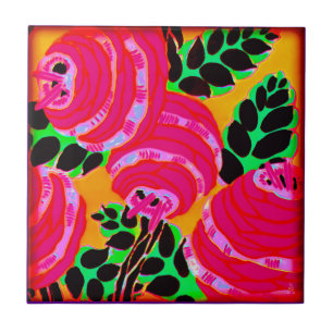Art Deco Wallflowers - Hot Pink+ Fliese