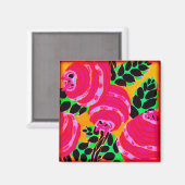Art Deco Wallflowers - Hot Pink+ (Magnet) Magnet (Vorderseite/Rückseite)