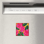 Art Deco Wallflowers - Hot Pink+ (Magnet) Magnet (In Situ (Geschirrspüler))