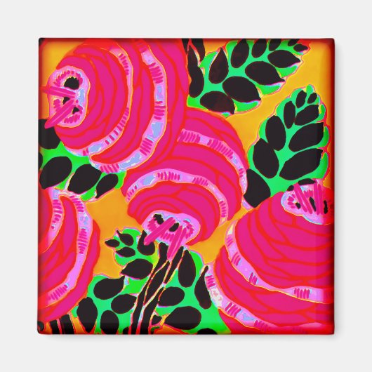 Art Deco Wallflowers - Hot Pink+ (Magnet) Magnet (Vorne)