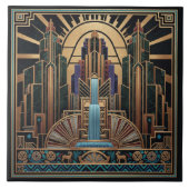 Art Deco Wasserfall Architektur Pat#3 ID1196 Fliese (Vorderseite)