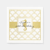 Art Deco Wave Gold Glitzer Seepferd Beach Party Serviette (Vorderseite)