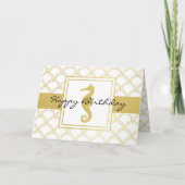 Art Deco Wave Gold Glitzer Seepferd Geburtstag Karte (Vorderseite)