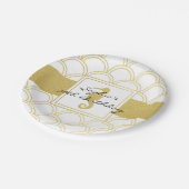 Art Deco Wave Gold Glitzer Seepferd Geburtstagspar Pappteller (Schrägansicht)
