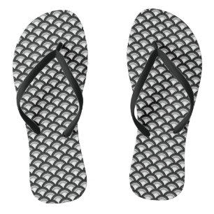 Art Deco Wave Muster, Schwarz/Weiß Badesandalen