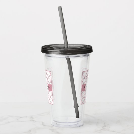 Art Deco Wave Patten Pink Flamingo Acryltrinkbecher (Links)