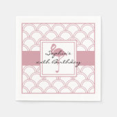 Art Deco Wave Patten Pink Flamingo Beach Party Serviette (Vorderseite)