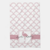 Art Deco Wave Patten Pink Flamingo Geschirrtuch (Vertikal)