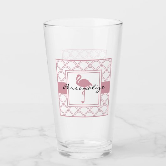 Art Deco Wave Patten Pink Flamingo Glas (Vorderseite)