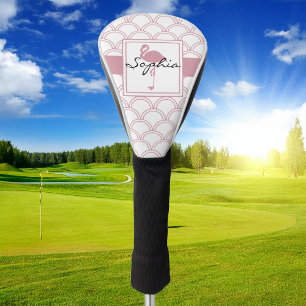 Art Deco Wave Patten Pink Flamingo Golf Headcover