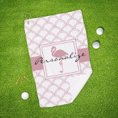 Art Deco Wave Patten Pink Flamingo Golfhandtuch