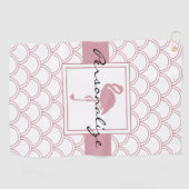 Art Deco Wave Patten Pink Flamingo Golfhandtuch (Horizontal)