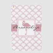 Art Deco Wave Patten Pink Flamingo Golfhandtuch (Vorderseite)