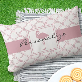 Art Deco Wave Patten Pink Flamingo Kissen Für Draußen