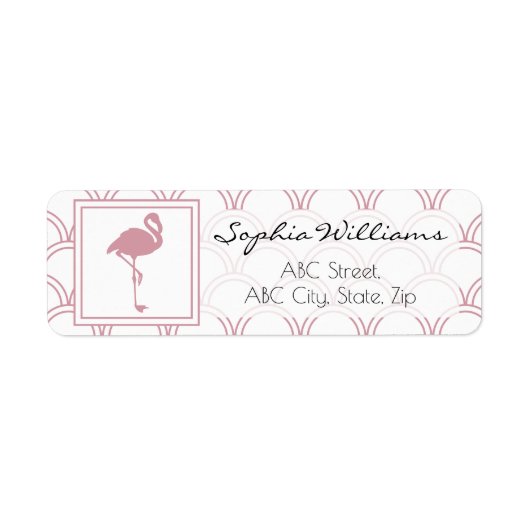 Art Deco Wave Patten Pink Flamingo Rücksendeadress (Vorne)