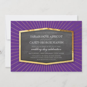 ART DECO WEDD Gold Sonnenburst grau reich lila Einladung