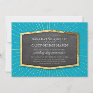 ART DECO WEDD Gold Sonnenburst grau türkisblau Einladung