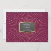 ART DECO WEDD Gold Sonnenburst graue Cranberry Pfl Einladung (Rückseite)