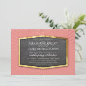 ART DECO WEDD Goldkalkpappenkoralle Einladung (Stehend Vorderseite)