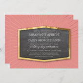 ART DECO WEDD Goldkalkpappenkoralle Einladung (Vorne/Hinten)