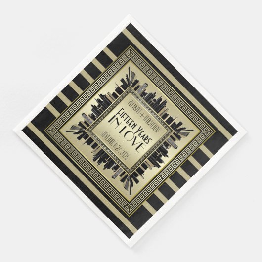 Art Deco Wedding Anniversary Champagne Gold Gatsby Serviette (Ecke)