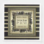 Art Deco Wedding Anniversary Champagne Gold Gatsby Serviette (Vorderseite)