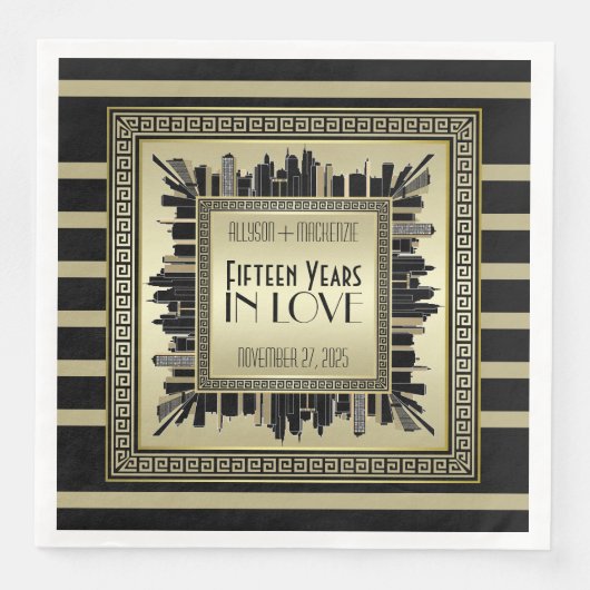 Art Deco Wedding Anniversary Champagne Gold Gatsby Serviette (Vorderseite)