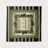 Art Deco Wedding Anniversary Champagne Gold Gatsby Wandteppich (Vorderseite (Horizontal))