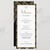 Art Deco Wedding Black 20 Vintag Menükarte (Vorne/Hinten)