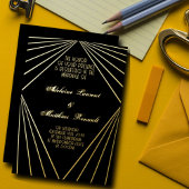Art Deco Wedding Black and Gold Folieneinladung