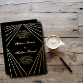 Art Deco Wedding Black and Gold Folieneinladung