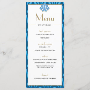 Art Deco Wedding Blue Roaring 20 Vintag Menükarte