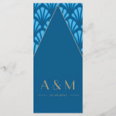 Art Deco Wedding Blue Roaring 20 Vintag Menükarte (Rückseite)