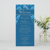 Art Deco Wedding Blue Roaring 20 Vintag Programm (Stehend Vorderseite)
