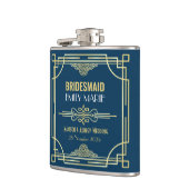 Art Deco Wedding Bridesmaid Gold Blue Gefallen 192 Flachmann (Links)