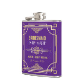 Art Deco Wedding Bridesmaid Gold Lila Gefallen Flachmann (Links)