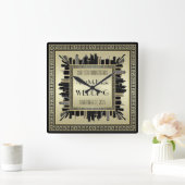 Art Deco Wedding Champagne Gold Gatsby Glamour Quadratische Wanduhr (Zuhause)