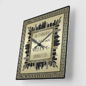 Art Deco Wedding Champagne Gold Gatsby Glamour Quadratische Wanduhr (Winkel)