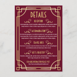 Art Deco Wedding Details Karte Informationen