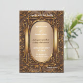 Art Deco Wedding Diamant braun und goldbraun Einladung (Stehend Vorderseite)