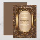 Art Deco Wedding Diamant braun und goldbraun Einladung (Vorne/Hinten)