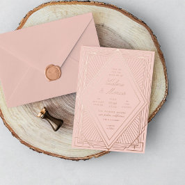 Art Deco Wedding Diamond Blush Rose Gold Folieneinladung