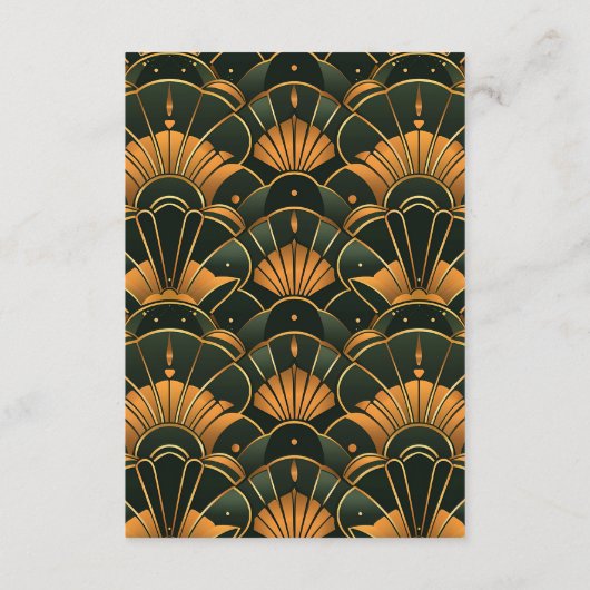 Art Deco Wedding Diamond Gold und Green Begleitkarte (Rückseite)