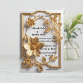 Art Deco Wedding Diamond, weiß und goldfarben Einladung (Stehend Vorderseite)