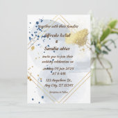 Art Deco Wedding Diamond, weiß und goldfarben Einladung (Stehend Vorderseite)