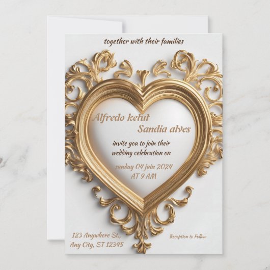 Art Deco Wedding Diamond White and Gold Foil Inv Einladung (Vorderseite)