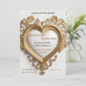 Art Deco Wedding Diamond White and Gold Foil Inv Einladung (Stehend Vorderseite)