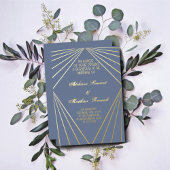 Art Deco Wedding Dusty Blue und Gold Folieneinladung